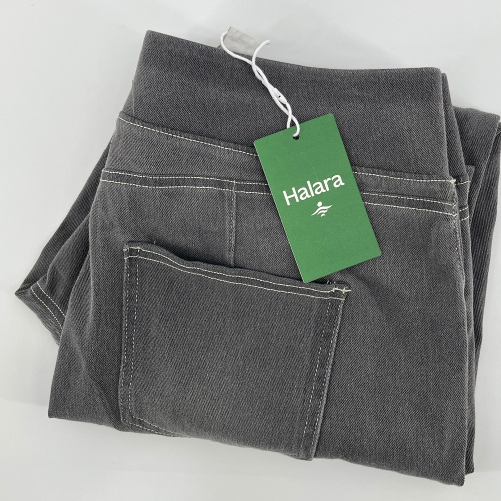 Halara Womens Gray High Waisted Pull On Skinny Faux Fly Jeans Size L SI8UP